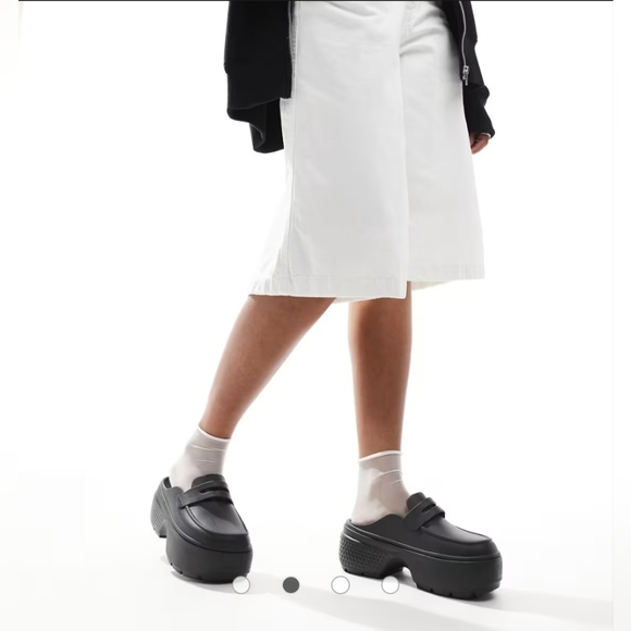 Black Crocs Unisex Stomp Platform Loafers Sz M7/W9. Like New - Picture 2 of 8